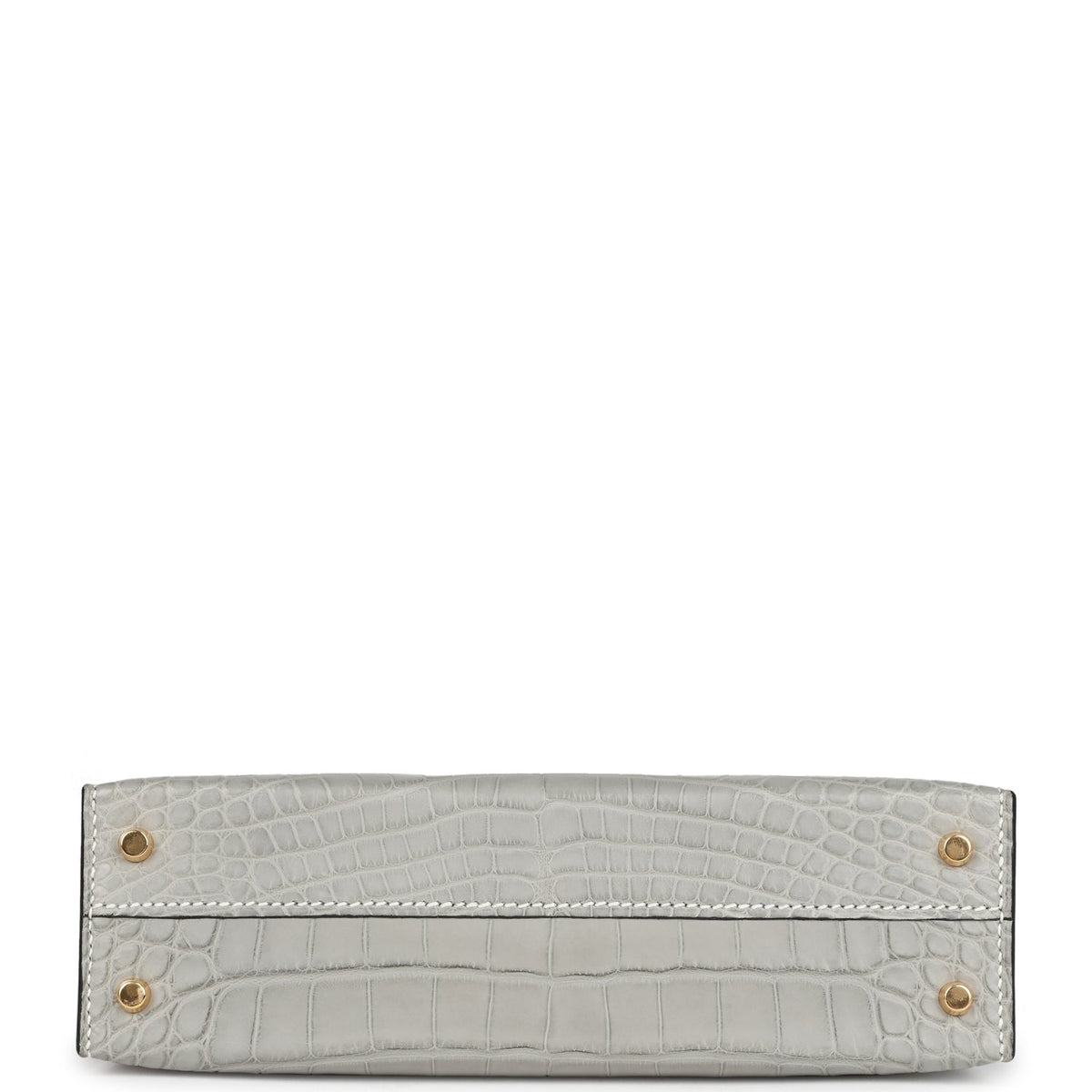 Hermes Special Order (HSS) Kelly Sellier 20 Gris Perle, Black Matte Alligator Gold Hardware