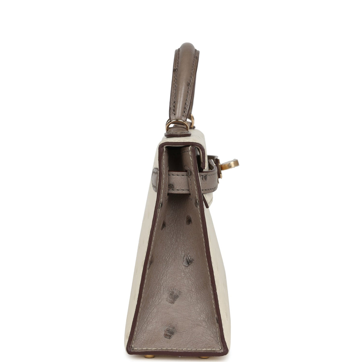 Hermes Special Order (HSS) Kelly Sellier 20 Beton, Gris Tourterelle Ostrich Permabrass Hardware