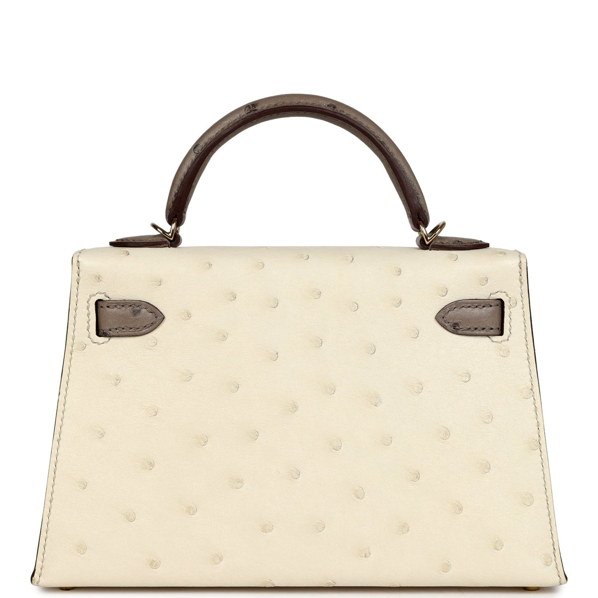 Hermes Special Order (HSS) Kelly Sellier 20 Beton, Gris Tourterelle Ostrich Permabrass Hardware