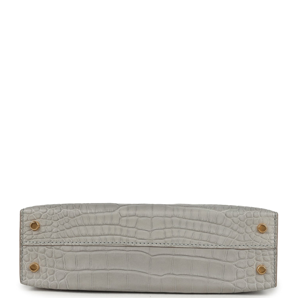 Hermes Special Order (HSS) Kelly Sellier 20 Gris Perle Verso Matte Alligator Gold Hardware