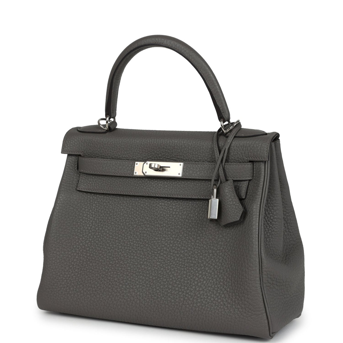 Hermes Kelly Retourne 28 Gris Meyer Clemence Palladium Hardware