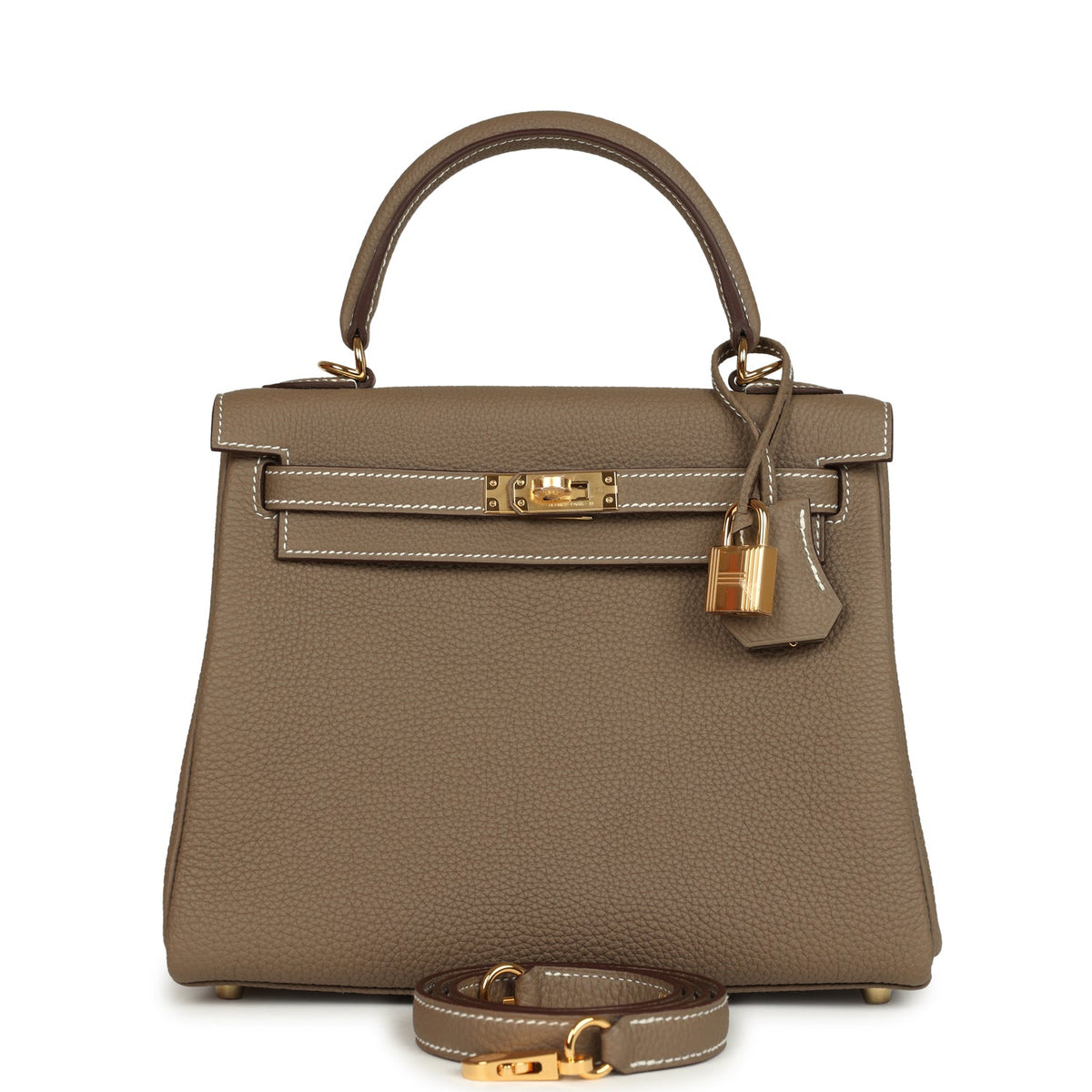 Hermes Kelly Retourne 25 Etoupe Togo Gold Hardware