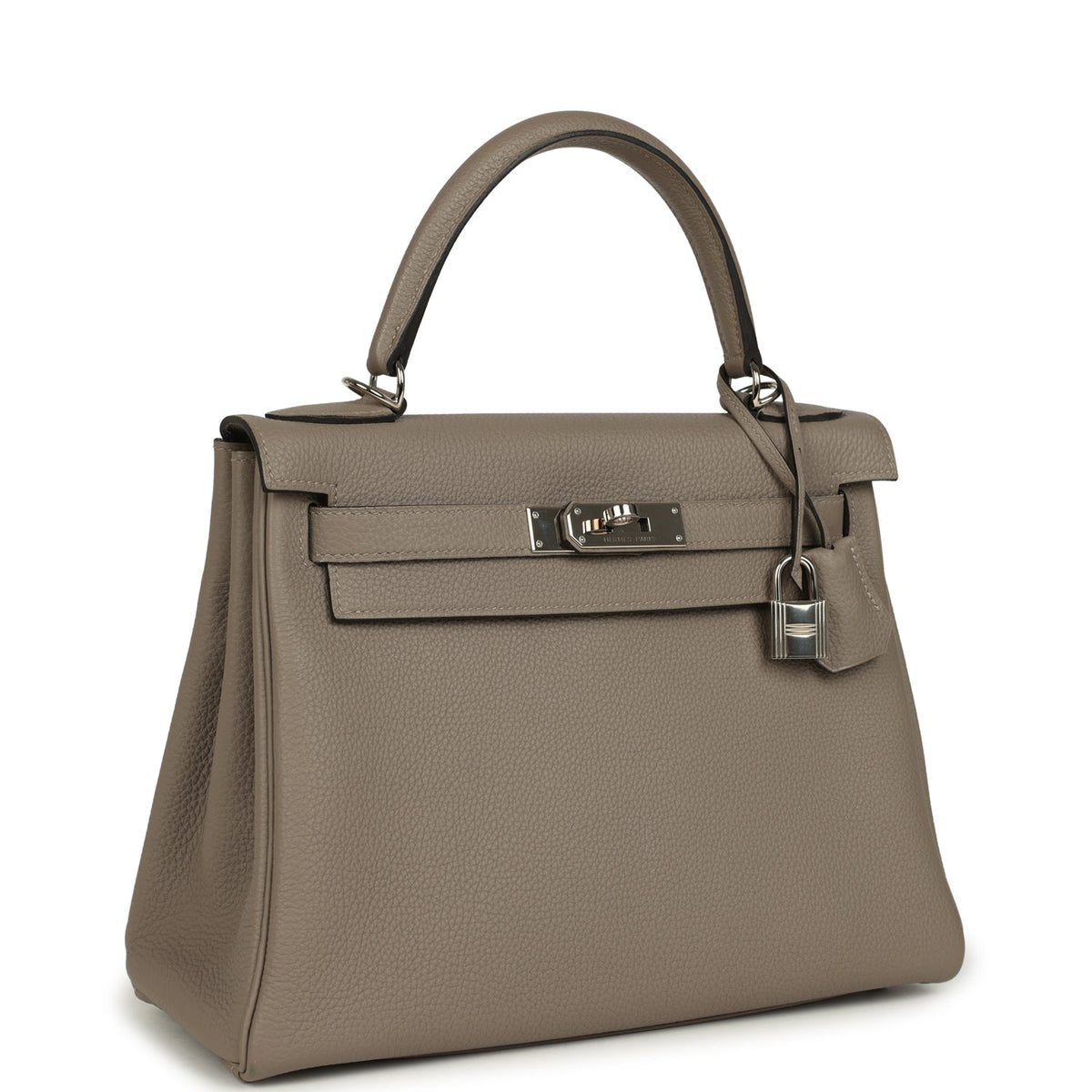 Pre-owned Hermes Kelly Retourne 28 Gris Asphalt Togo Palladium Hardware