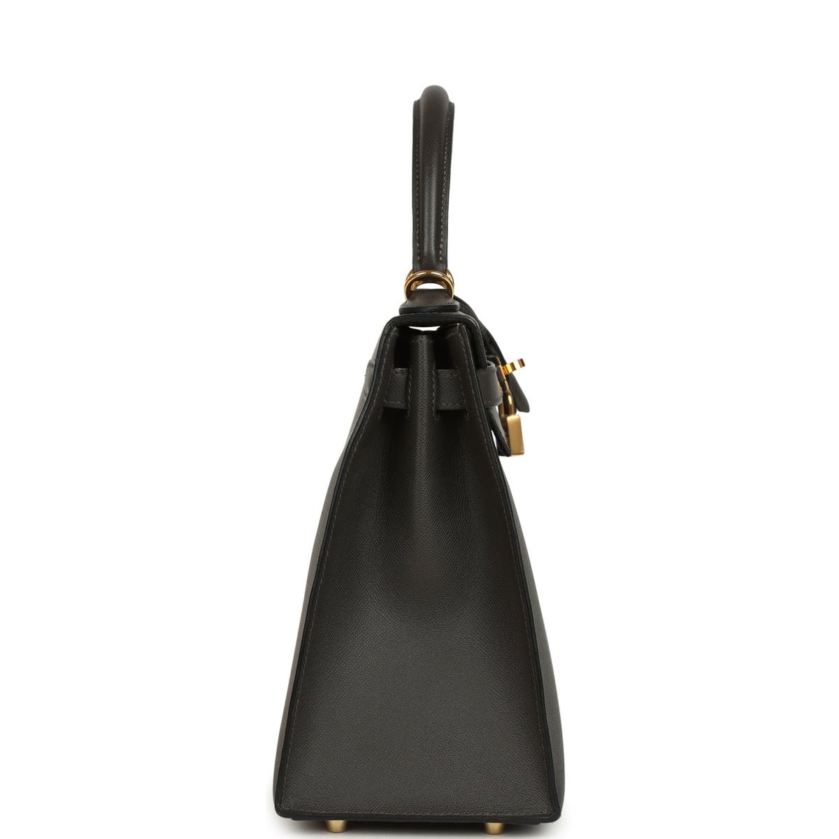 Pre-owned Hermes Kelly Sellier 28 Graphite Madame Gold Hardware