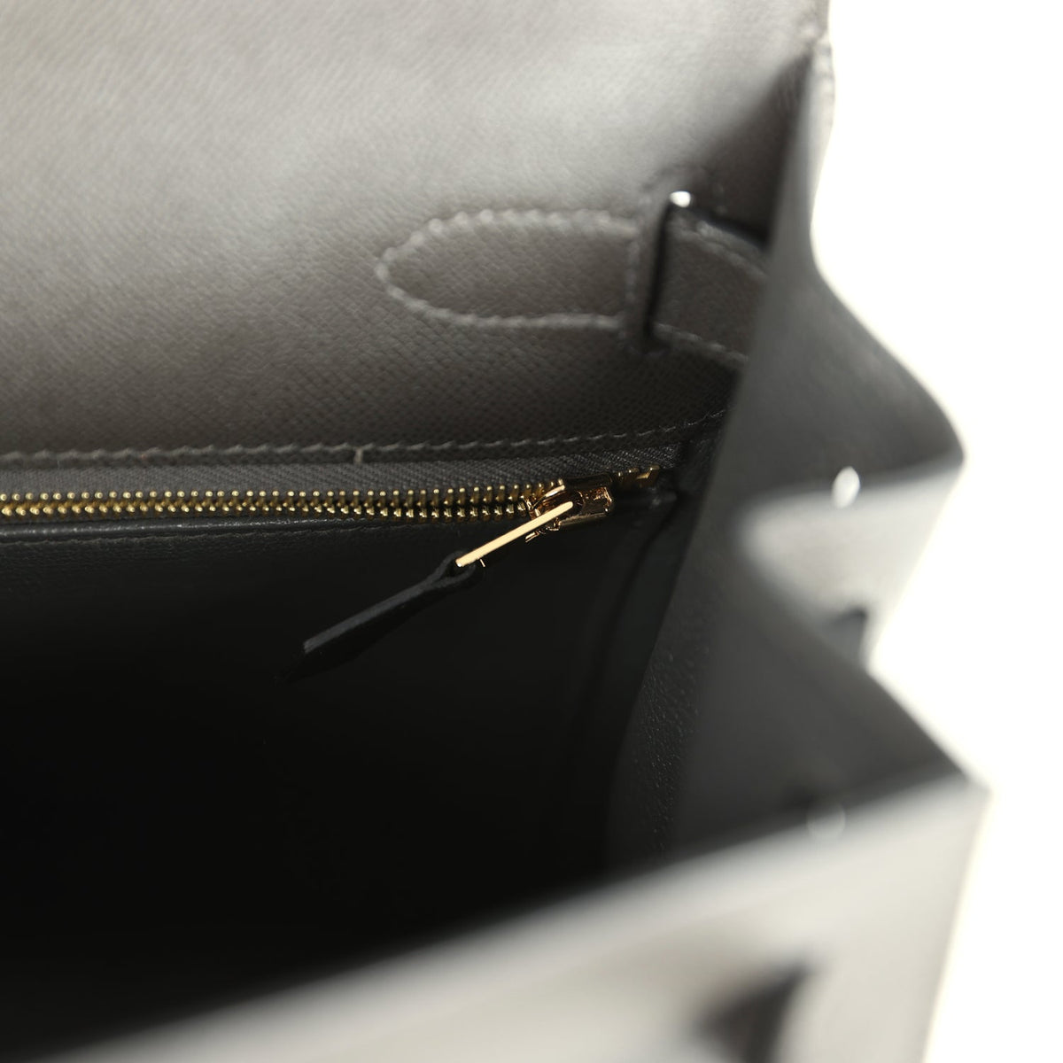 Pre-owned Hermes Kelly Sellier 28 Graphite Madame Gold Hardware