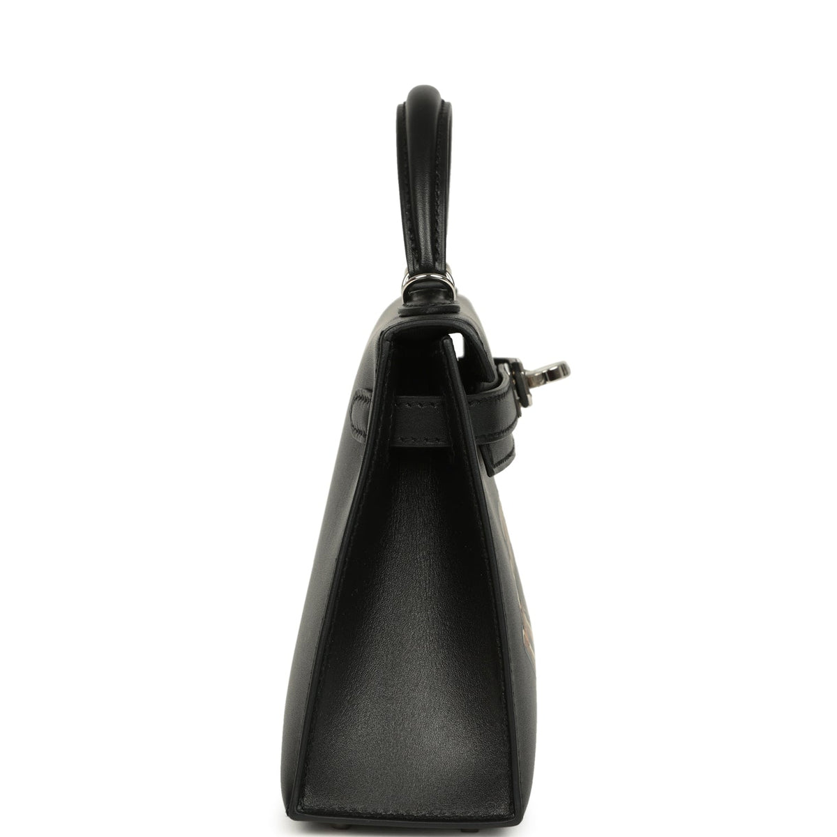 Hermes Kelly Sellier 20 "Cheval De Bois" Black and Multi Tadelakt Palladium Hardware