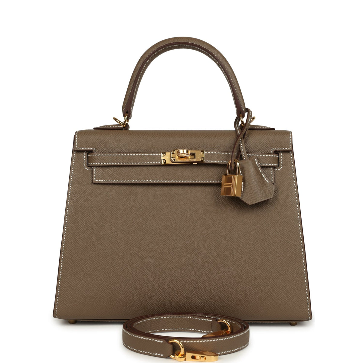 Hermes Kelly Sellier 25 Etoupe Epsom Gold Hardware