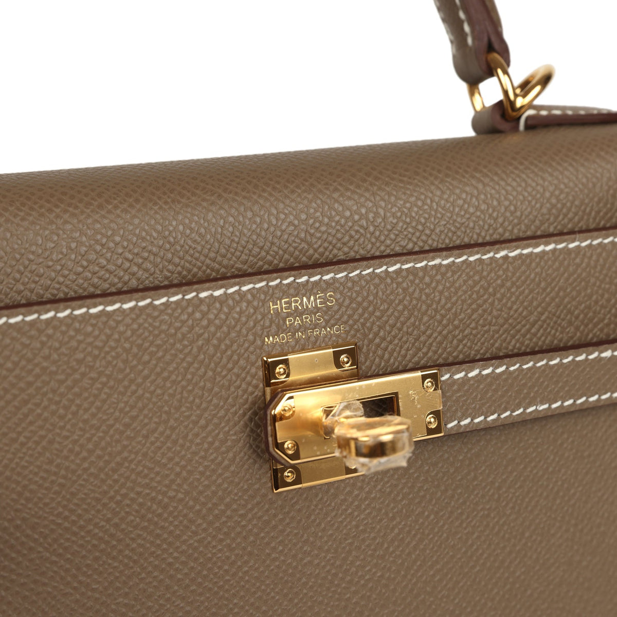 Hermes Kelly Sellier 25 Etoupe Epsom Gold Hardware