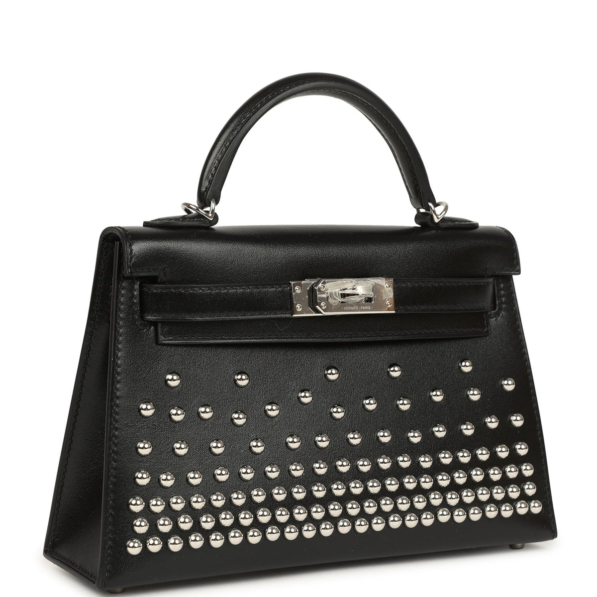 Hermes Kelly Sellier 20 Clouté Black Box Palladium Hardware