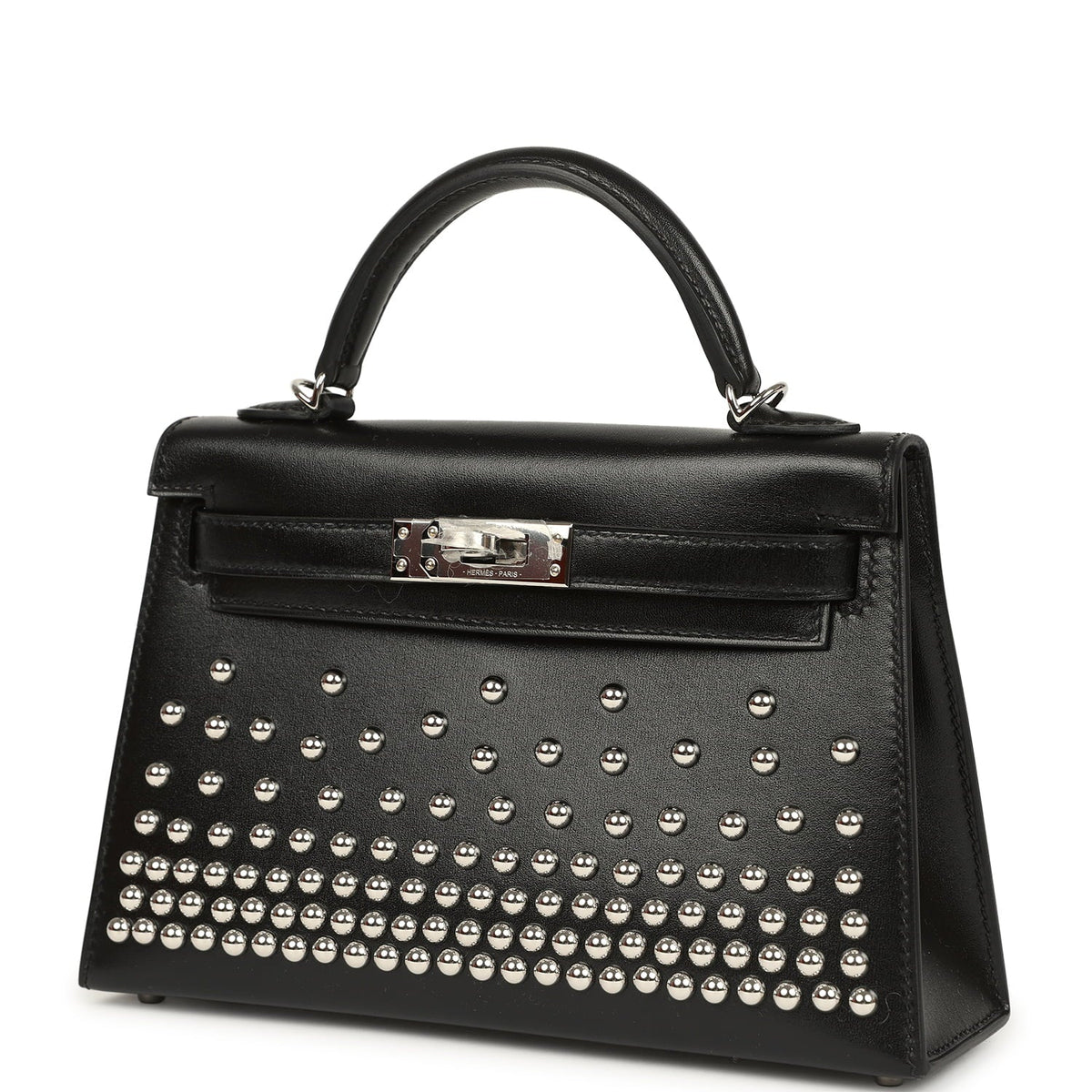 Hermes Kelly Sellier 20 Clouté Black Box Palladium Hardware