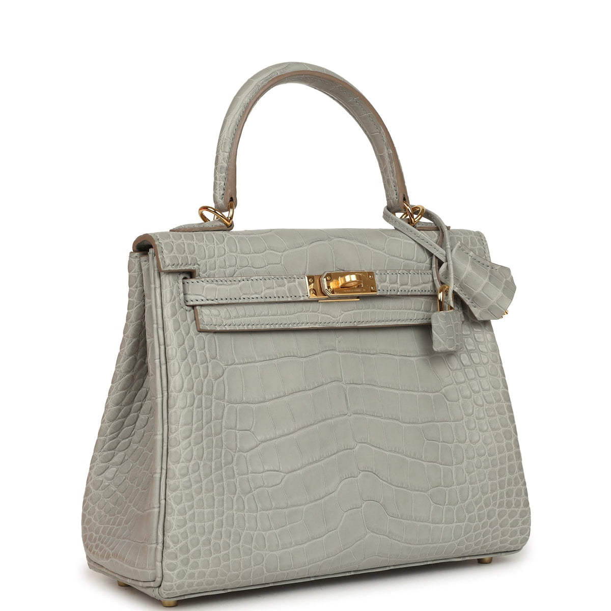Hermes Kelly Retourne 25 Gris Perle Matte Alligator Gold Hardware