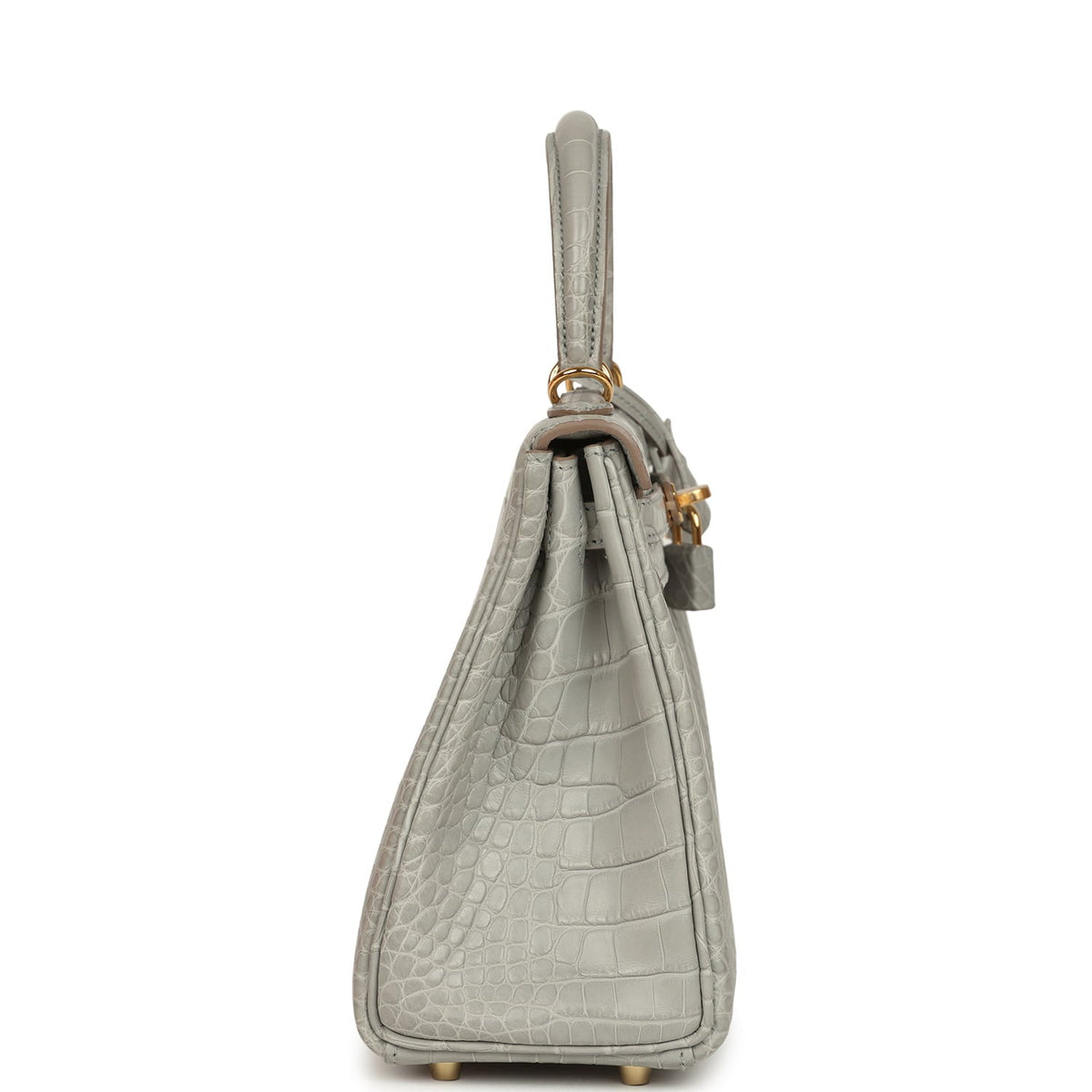Hermes Kelly Retourne 25 Gris Perle Matte Alligator Gold Hardware