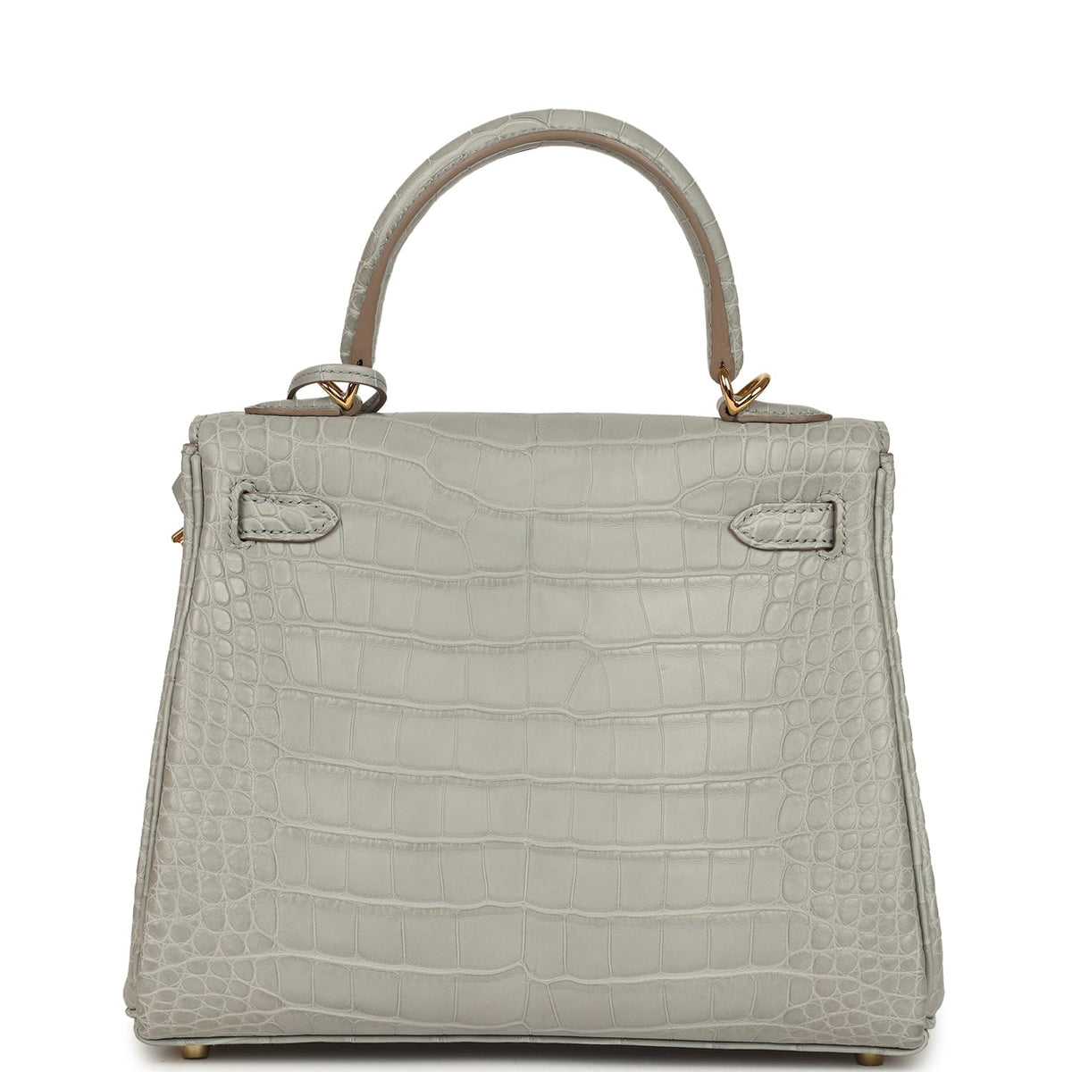 Hermes Kelly Retourne 25 Gris Perle Matte Alligator Gold Hardware
