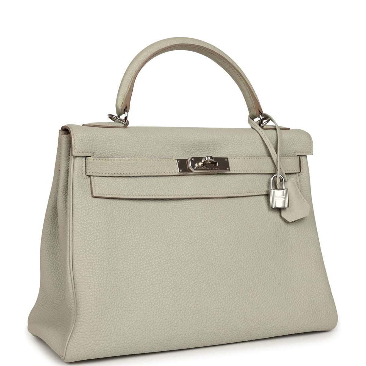 Pre-owned Hermes Kelly Retourne 32 Gris Perle Togo Palladium Hardware