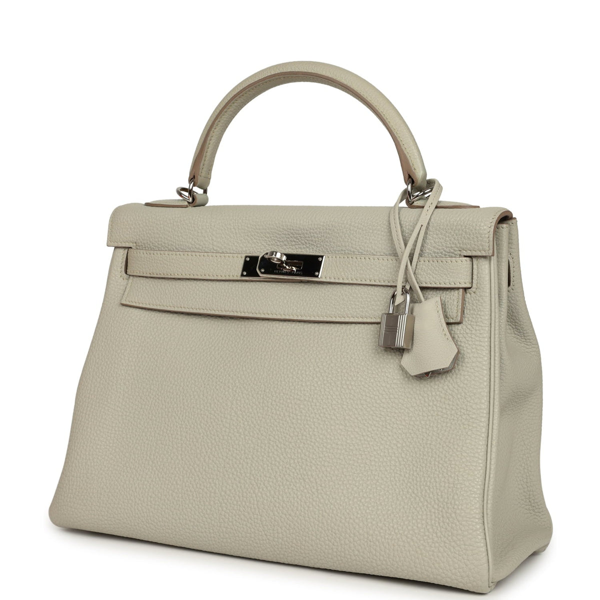 Pre-owned Hermes Kelly Retourne 32 Gris Perle Togo Palladium Hardware