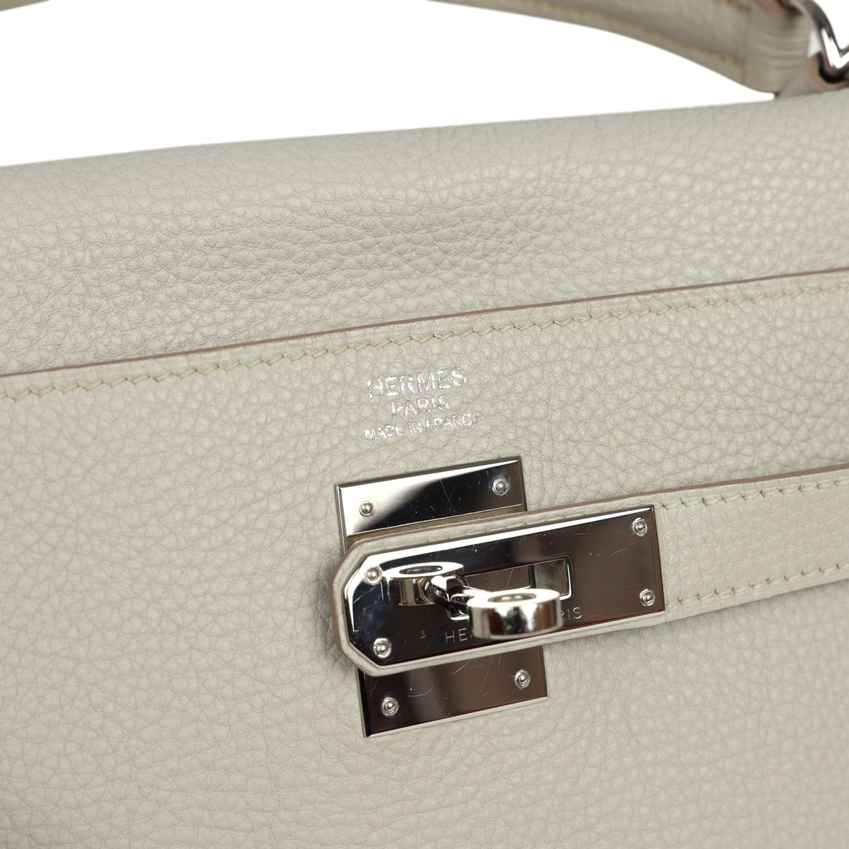 Pre-owned Hermes Kelly Retourne 32 Gris Perle Togo Palladium Hardware