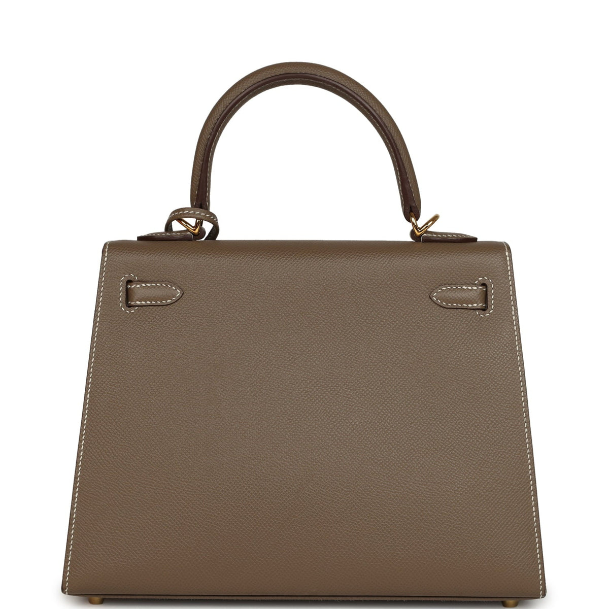 Pre-owned Hermes Kelly Sellier 25 Etoupe Epsom Gold Hardware