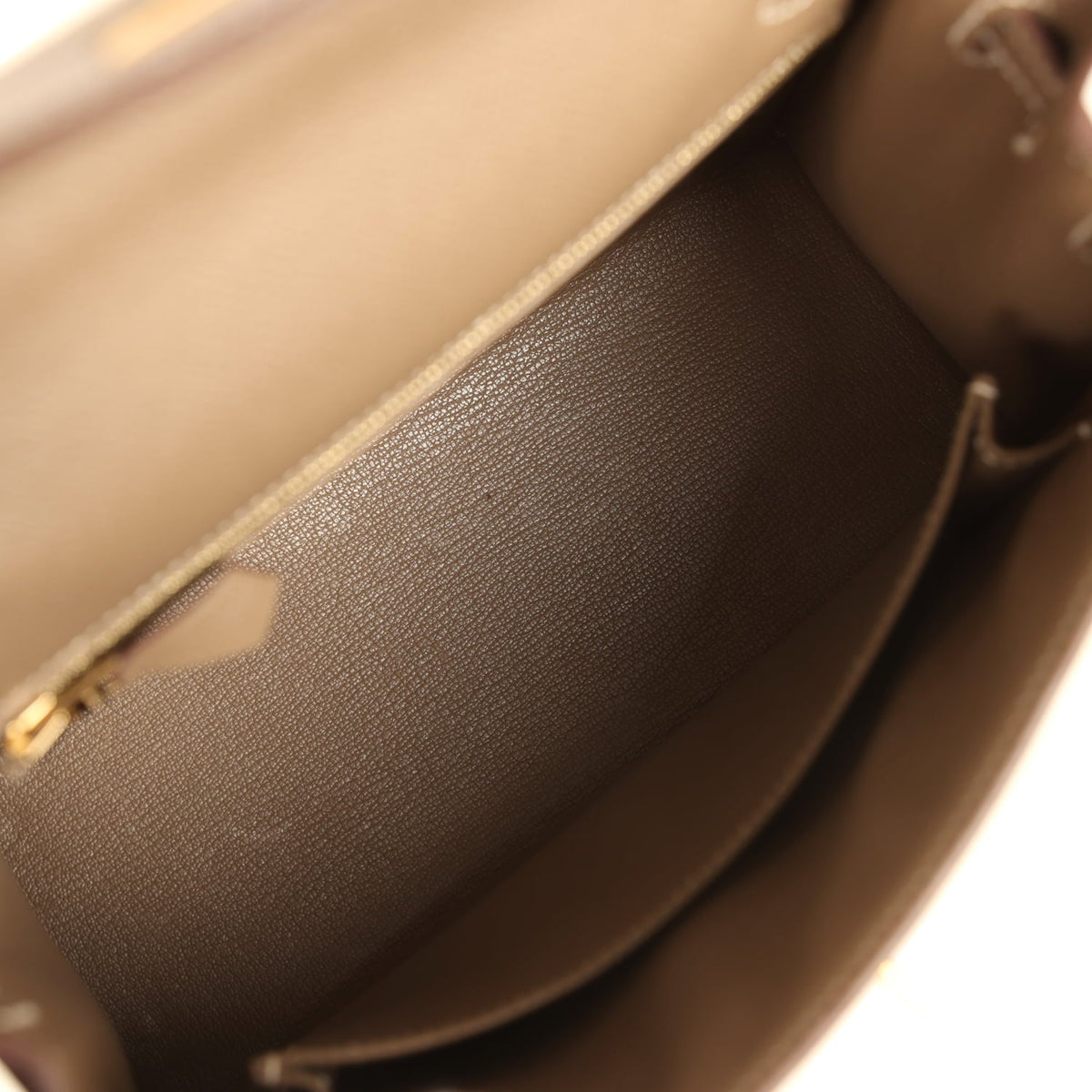 Pre-owned Hermes Kelly Sellier 25 Etoupe Epsom Gold Hardware