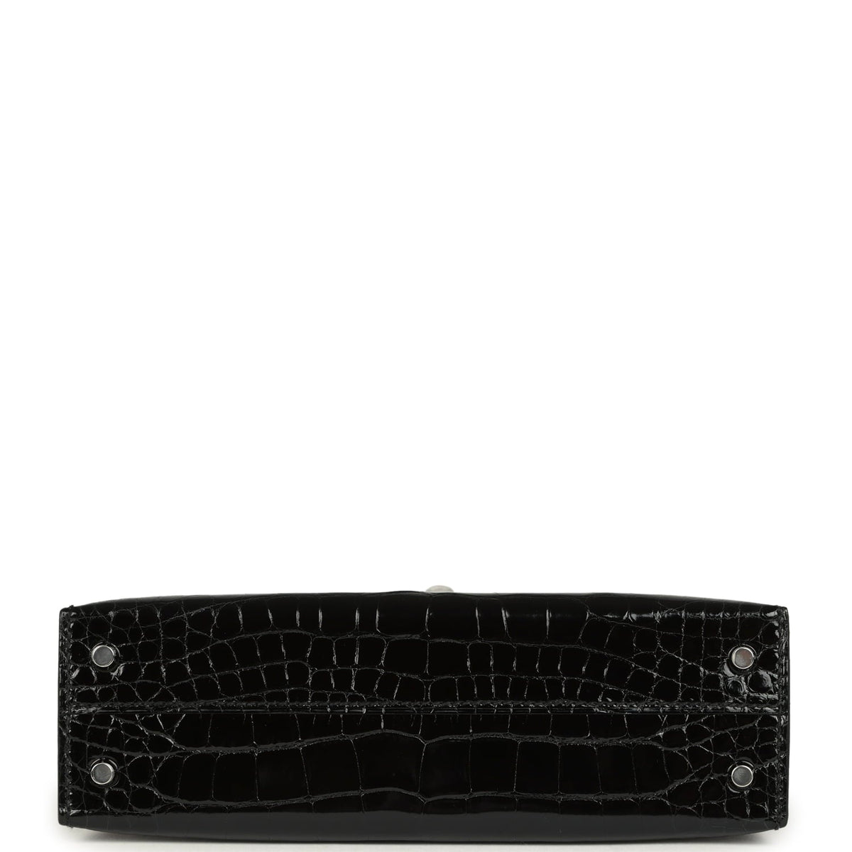 Hermes Kelly Sellier 20 Black Shiny Alligator Palladium Hardware