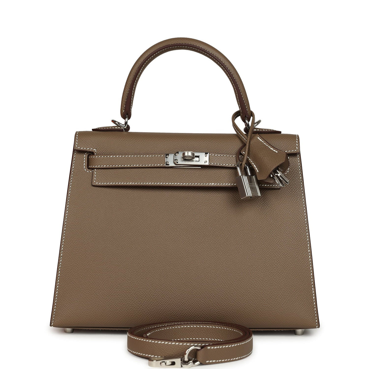 Hermes Kelly Sellier 25 Etoupe Epsom Palladium Hardware