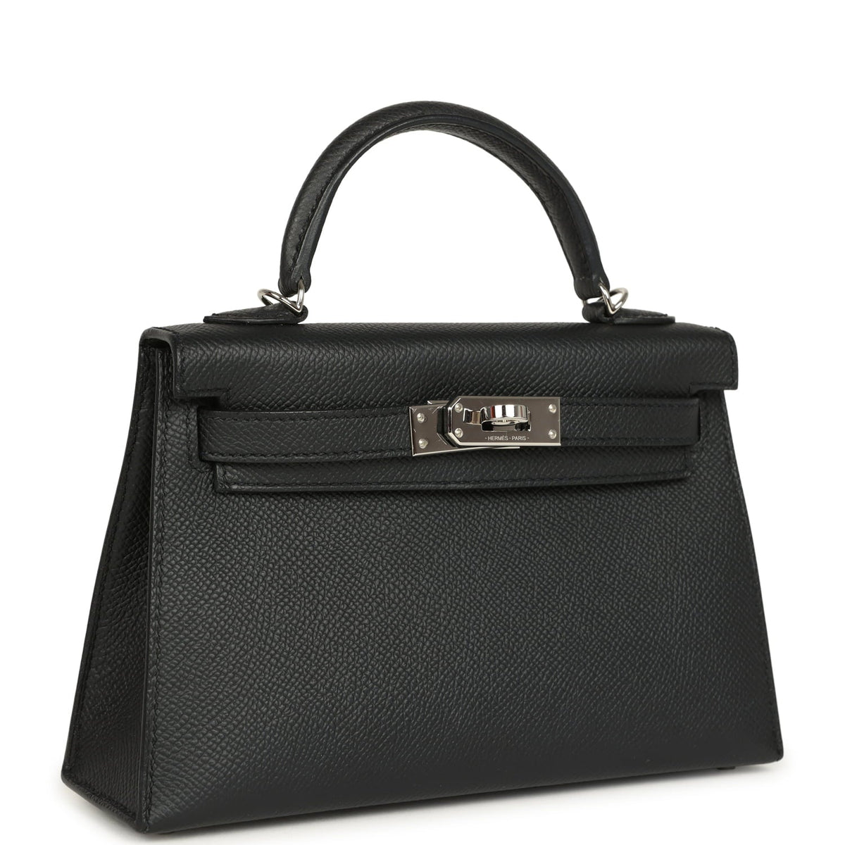 Pre-owned Hermes Kelly Sellier 20 Black Epsom Palladium Hardware