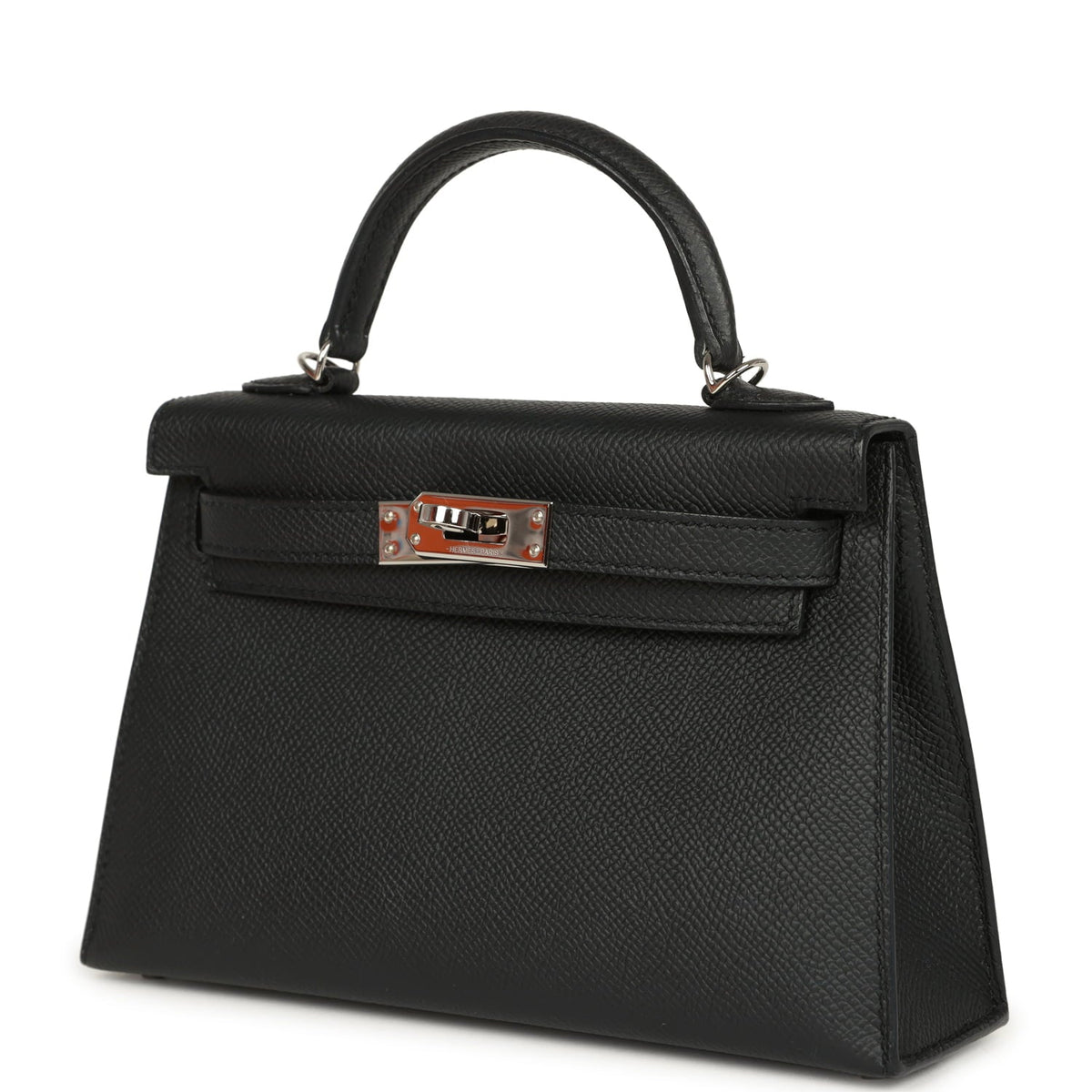 Pre-owned Hermes Kelly Sellier 20 Black Epsom Palladium Hardware