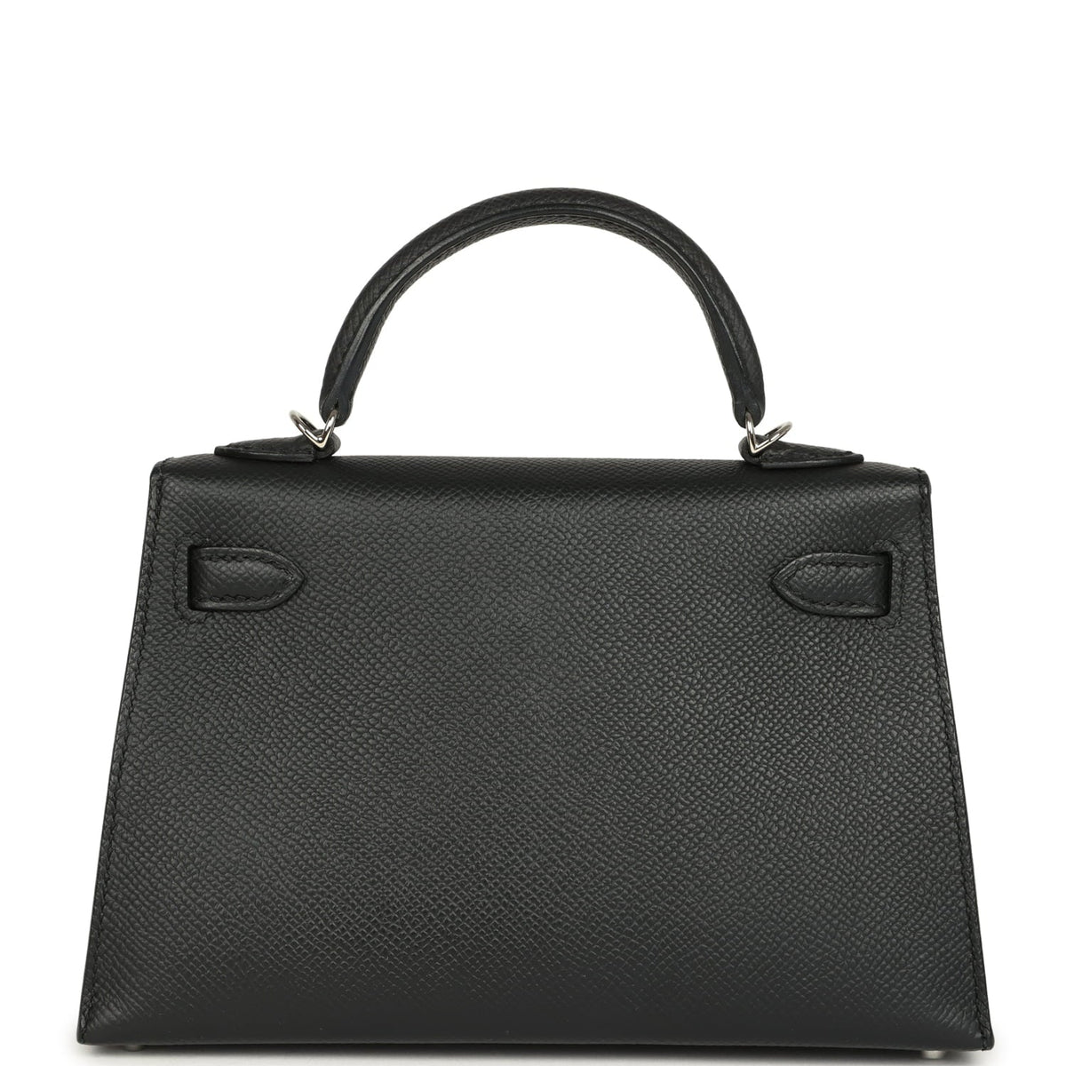 Pre-owned Hermes Kelly Sellier 20 Black Epsom Palladium Hardware
