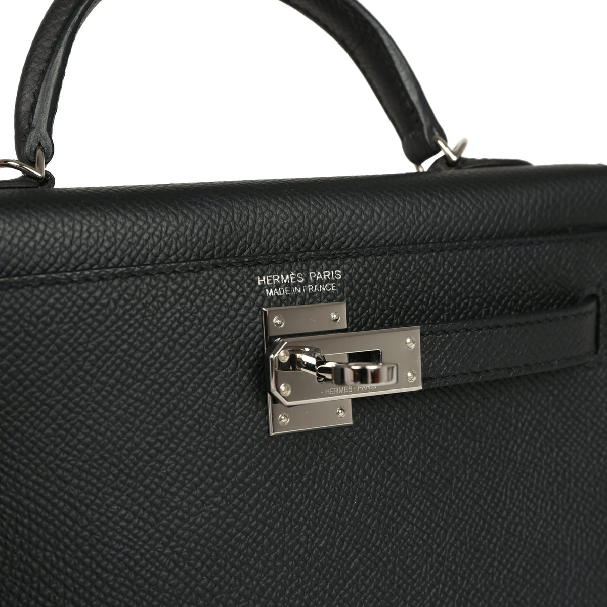 Pre-owned Hermes Kelly Sellier 20 Black Epsom Palladium Hardware