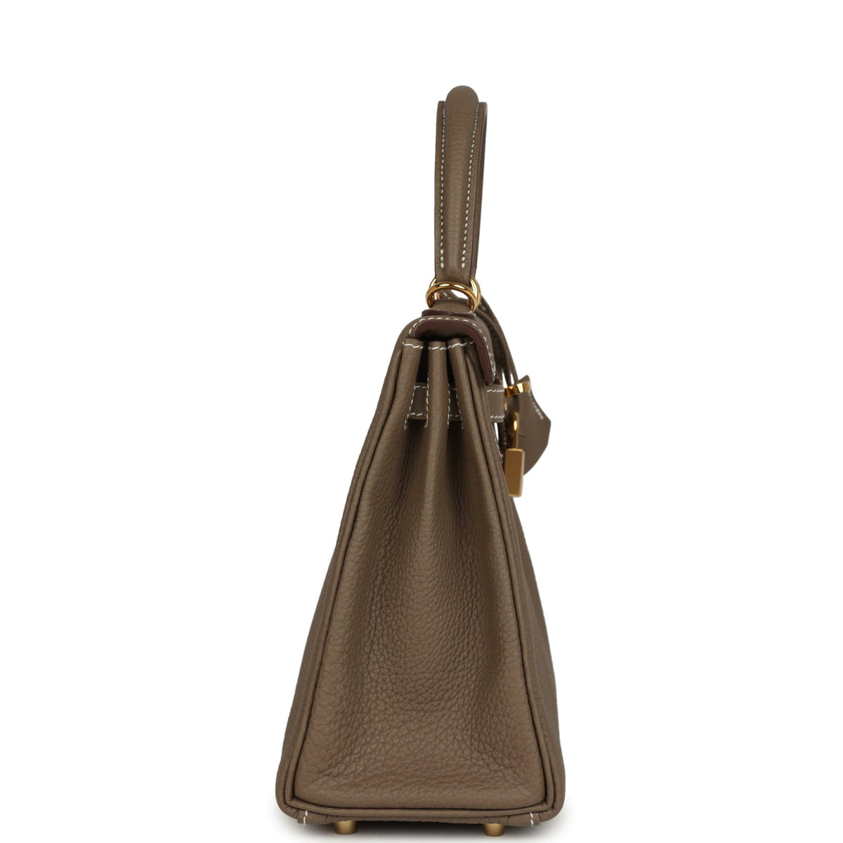 Pre-owned Hermes Kelly Retourne 25 Etoupe Togo Gold Hardware