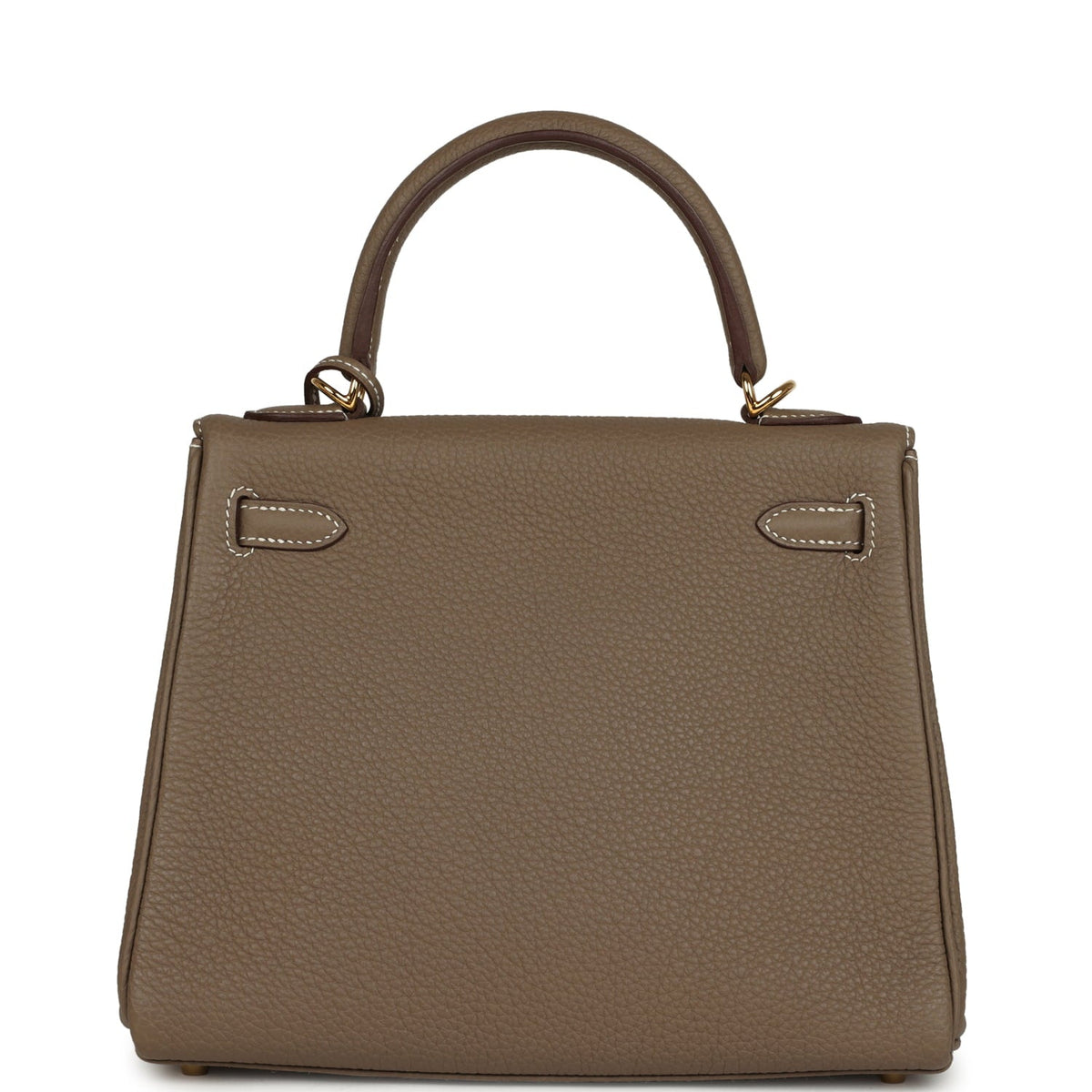 Pre-owned Hermes Kelly Retourne 25 Etoupe Togo Gold Hardware