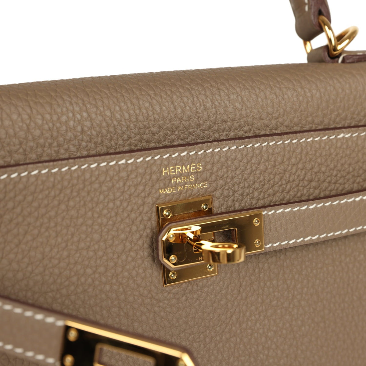 Pre-owned Hermes Kelly Retourne 25 Etoupe Togo Gold Hardware