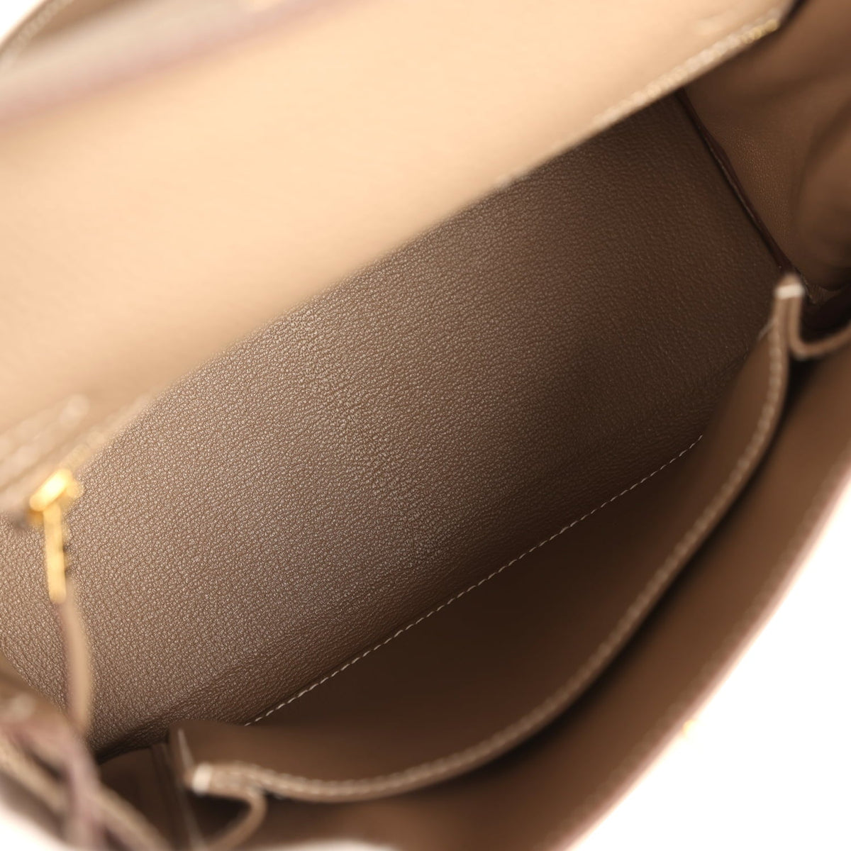 Pre-owned Hermes Kelly Retourne 25 Etoupe Togo Gold Hardware