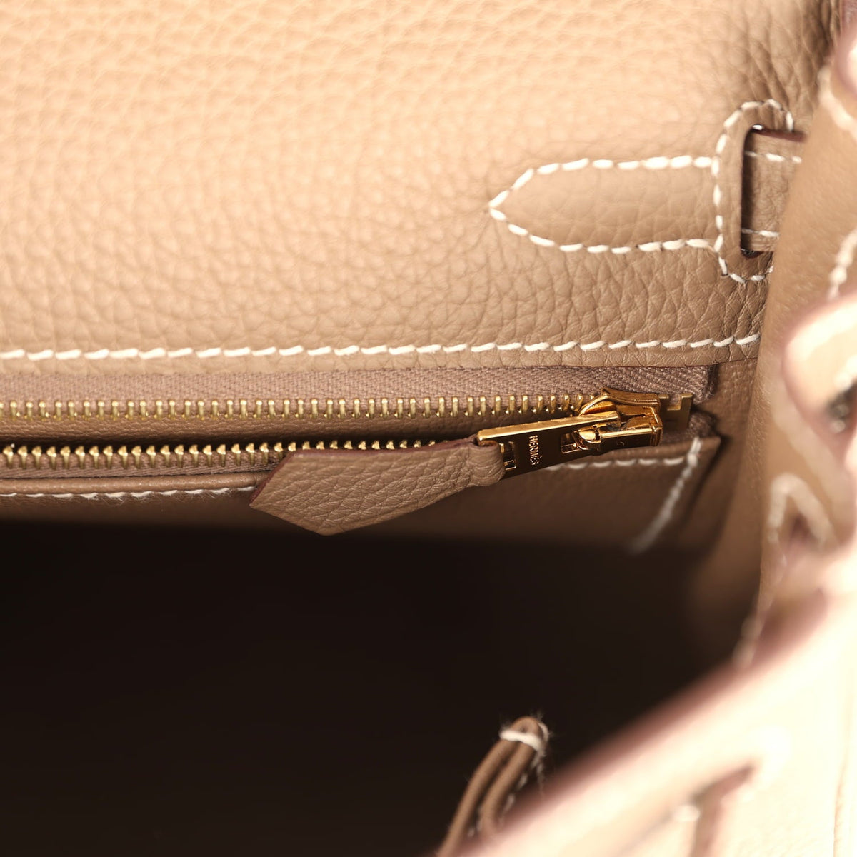 Pre-owned Hermes Kelly Retourne 25 Etoupe Togo Gold Hardware