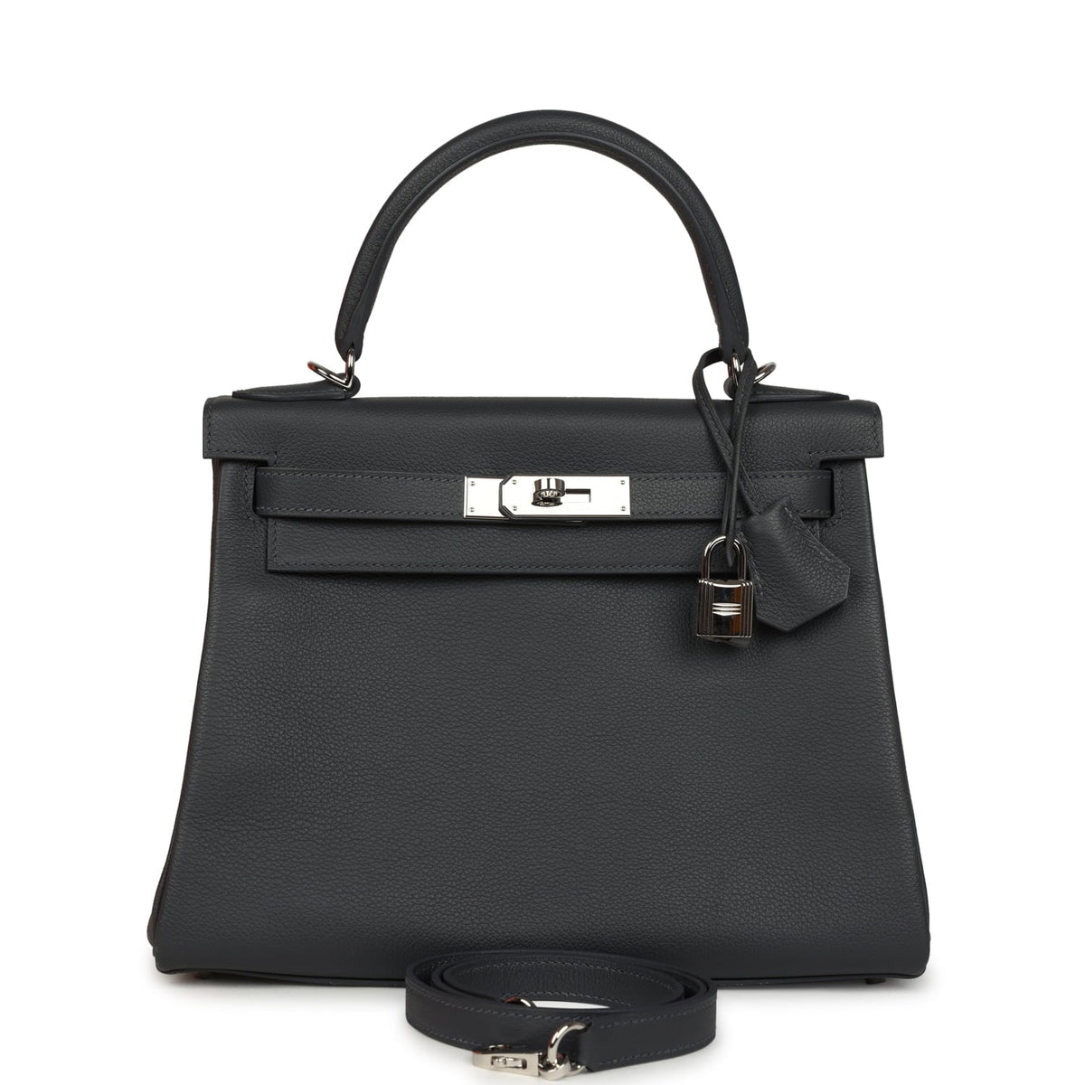 Pre-owned Hermes Kelly Retourne 28 Ardoise Evercolor Palladium Hardware