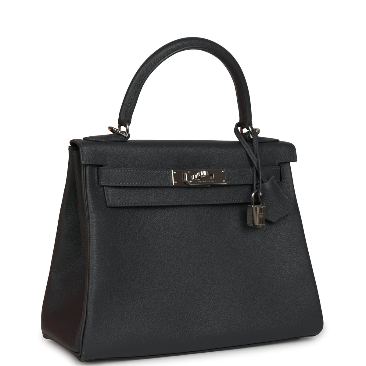Pre-owned Hermes Kelly Retourne 28 Ardoise Evercolor Palladium Hardware