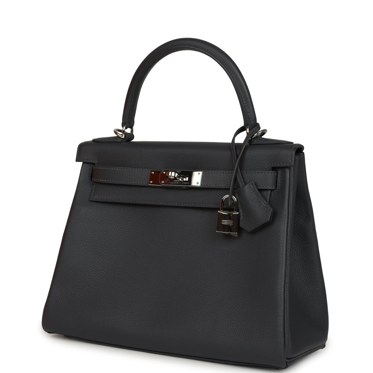 Pre-owned Hermes Kelly Retourne 28 Ardoise Evercolor Palladium Hardware