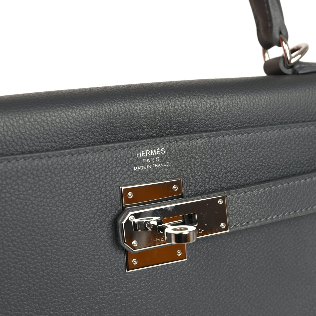 Pre-owned Hermes Kelly Retourne 28 Ardoise Evercolor Palladium Hardware