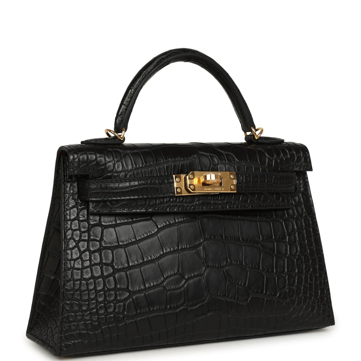 Hermes Special Order (HSS) Kelly Sellier 20 Black Verso Matte Alligator Gold Hardware