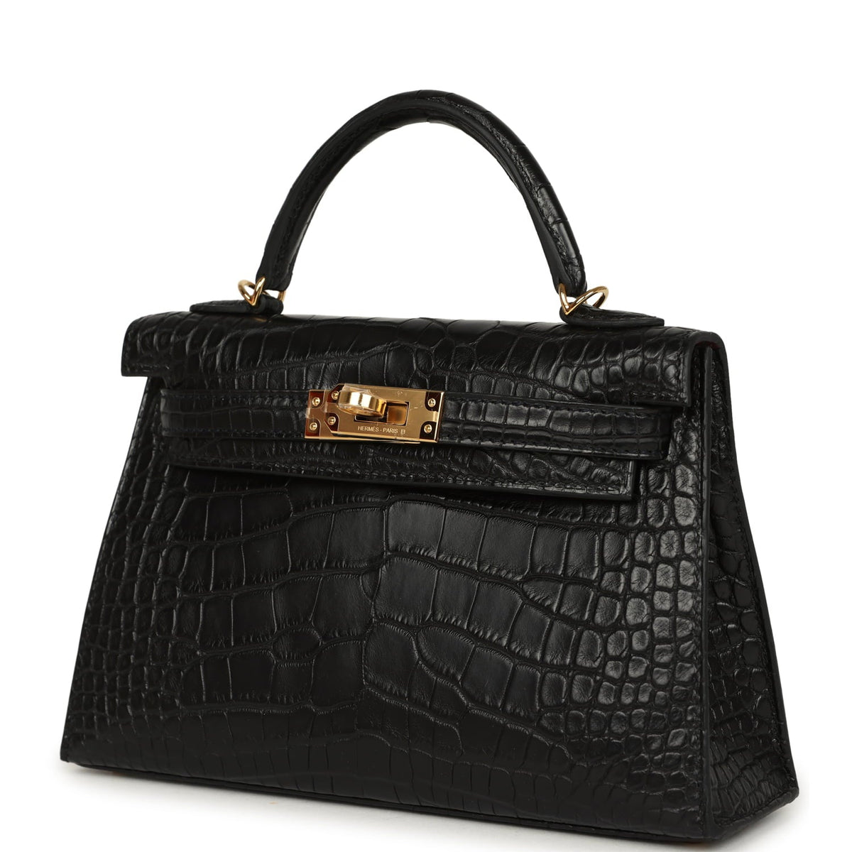 Hermes Special Order (HSS) Kelly Sellier 20 Black Verso Matte Alligator Gold Hardware
