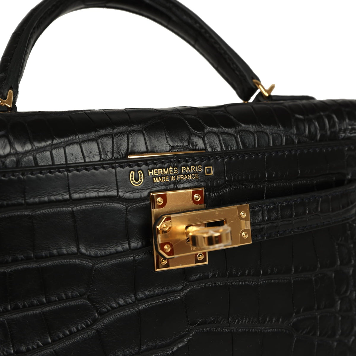 Hermes Special Order (HSS) Kelly Sellier 20 Black Verso Matte Alligator Gold Hardware