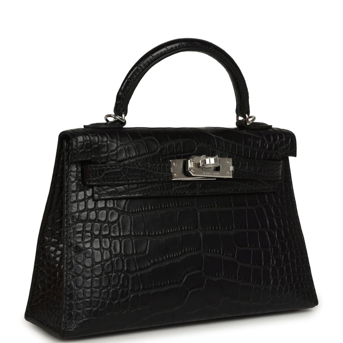 Hermes Special Order (HSS) Kelly Sellier 20 Black Verso Matte Alligator Palladium Hardware