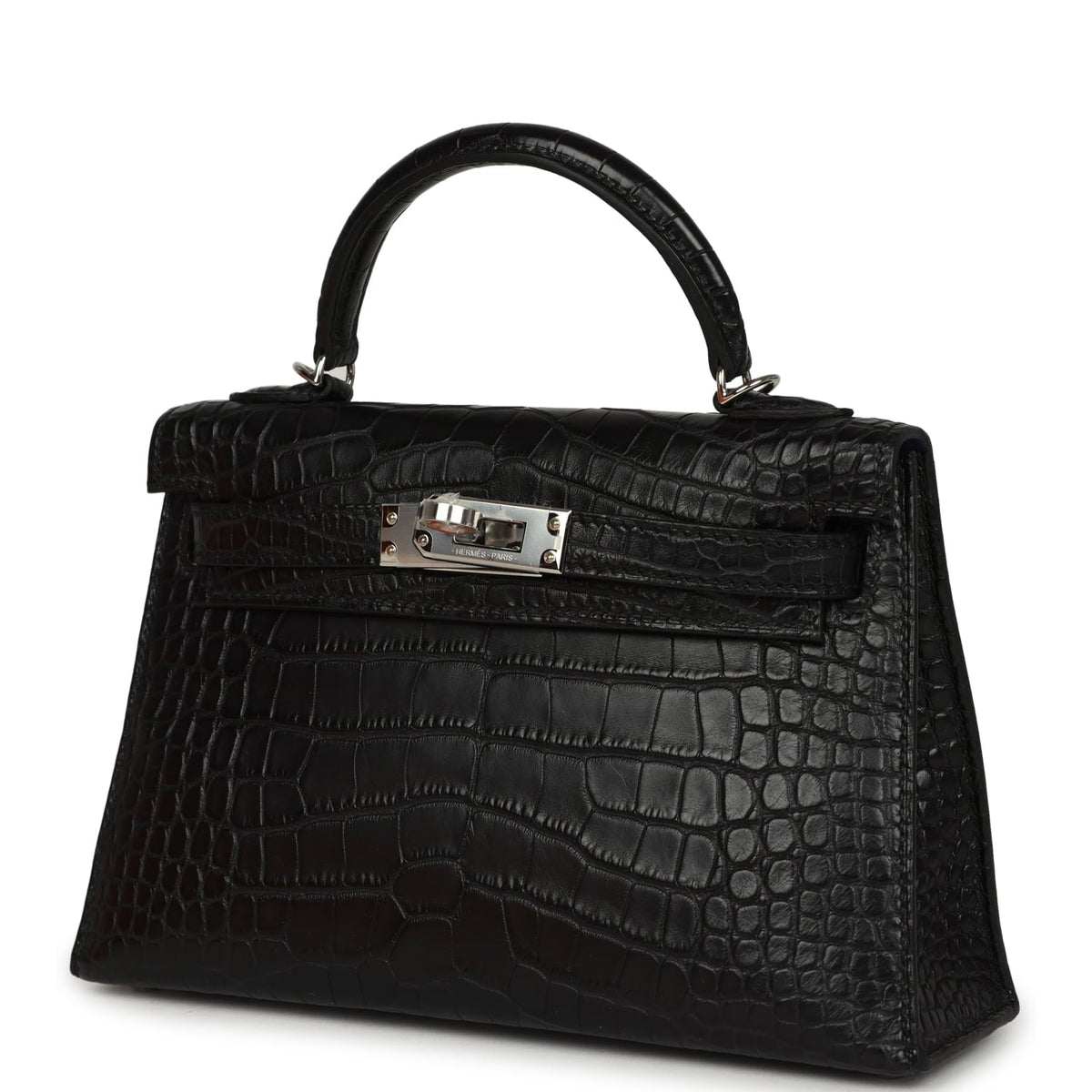Hermes Special Order (HSS) Kelly Sellier 20 Black Verso Matte Alligator Palladium Hardware