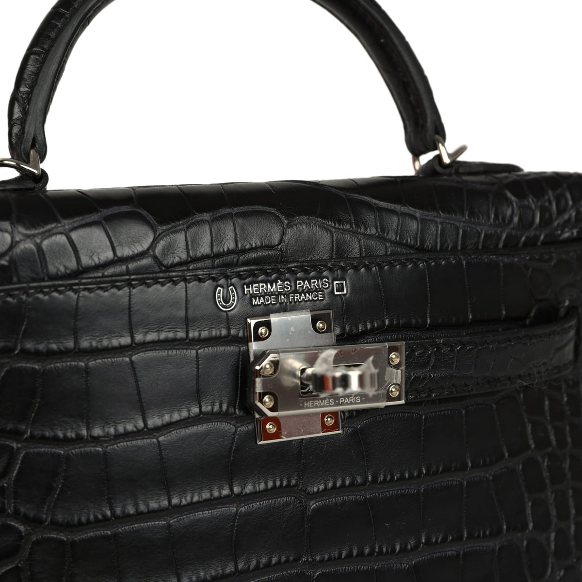 Hermes Special Order (HSS) Kelly Sellier 20 Black Verso Matte Alligator Palladium Hardware