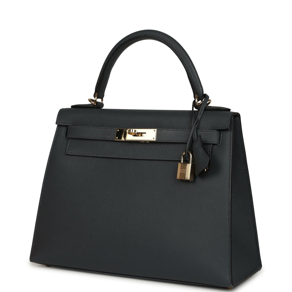 Pre-owned Hermes Kelly Sellier 28 Gris Misty Epsom Permabrass Hardware