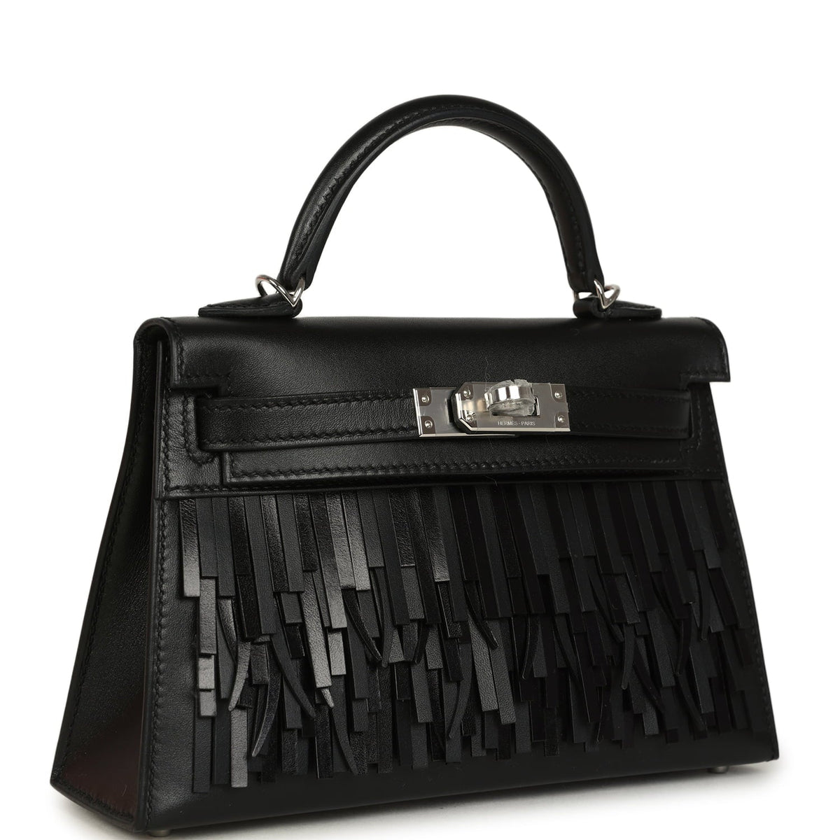 Hermes Kelly Sellier 20 "Pampilles" Black Tadelakt and Sombrero Palladium Hardware