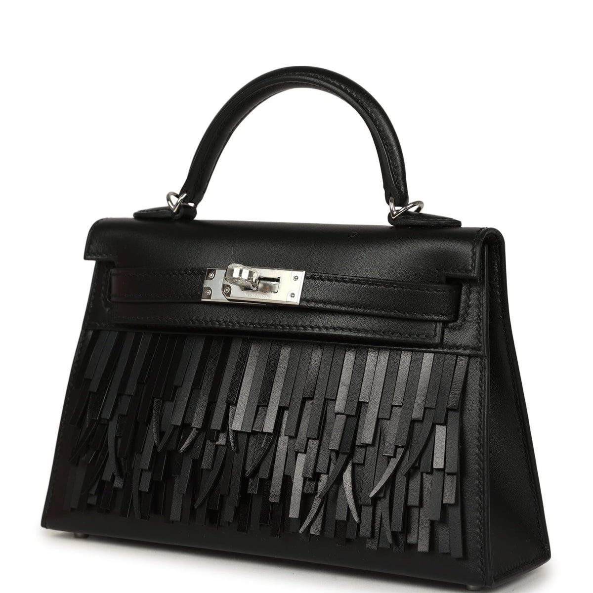 Hermes Kelly Sellier 20 "Pampilles" Black Tadelakt and Sombrero Palladium Hardware