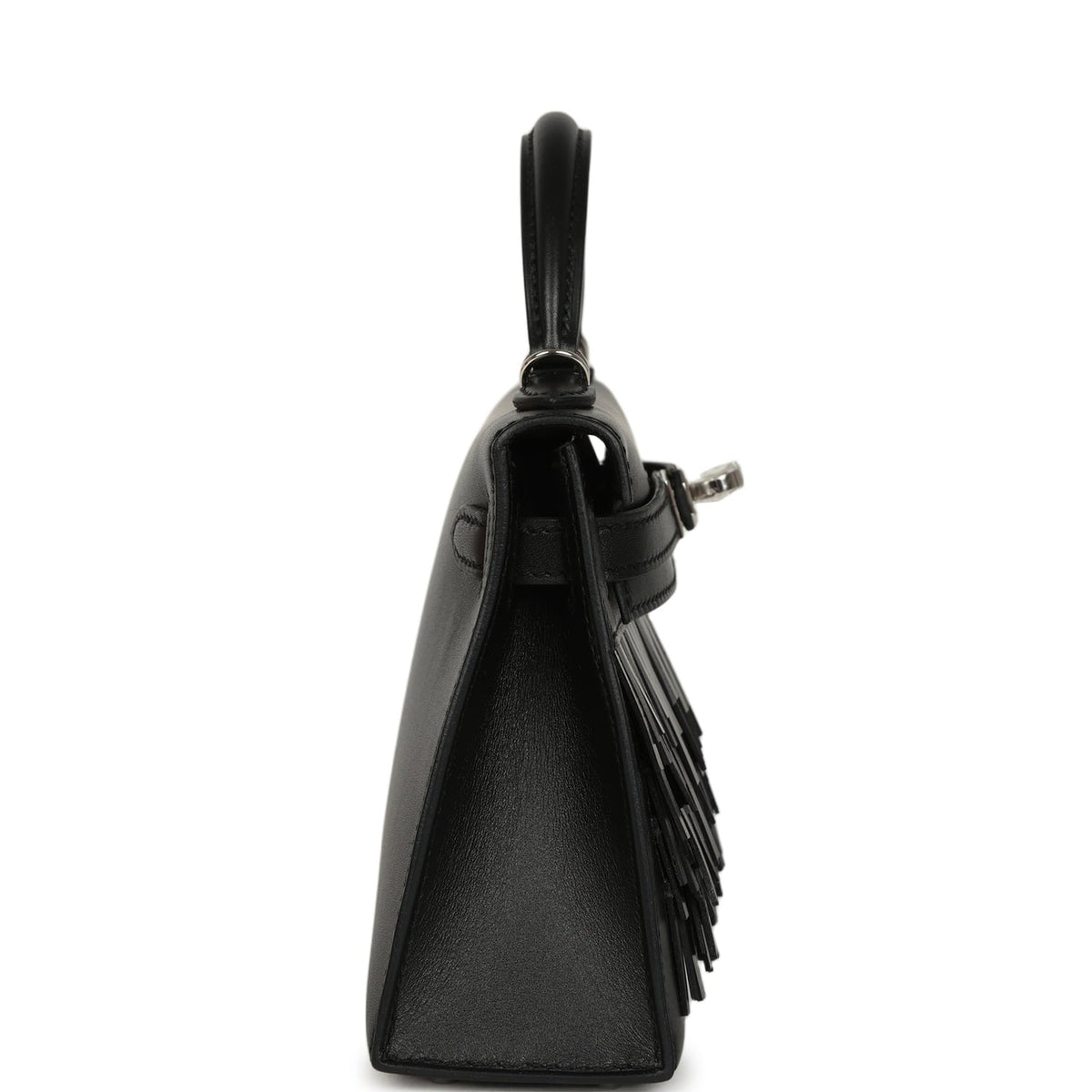Hermes Kelly Sellier 20 "Pampilles" Black Tadelakt and Sombrero Palladium Hardware