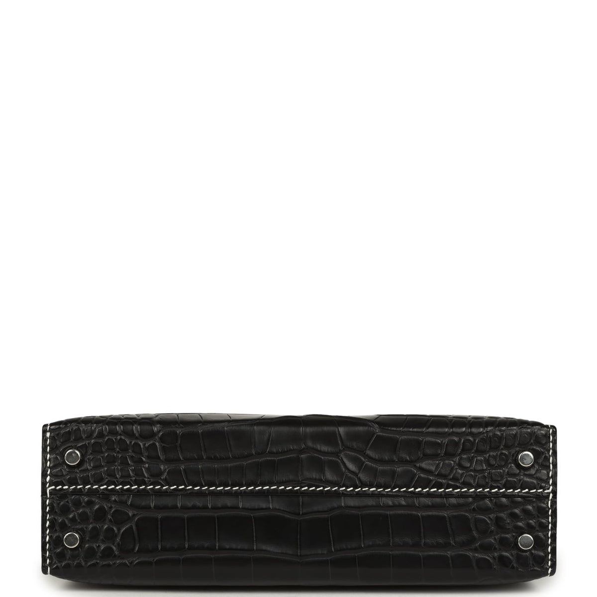 Hermes Special Order (HSS) Kelly Sellier 20 Black Matte Alligator Palladium Hardware