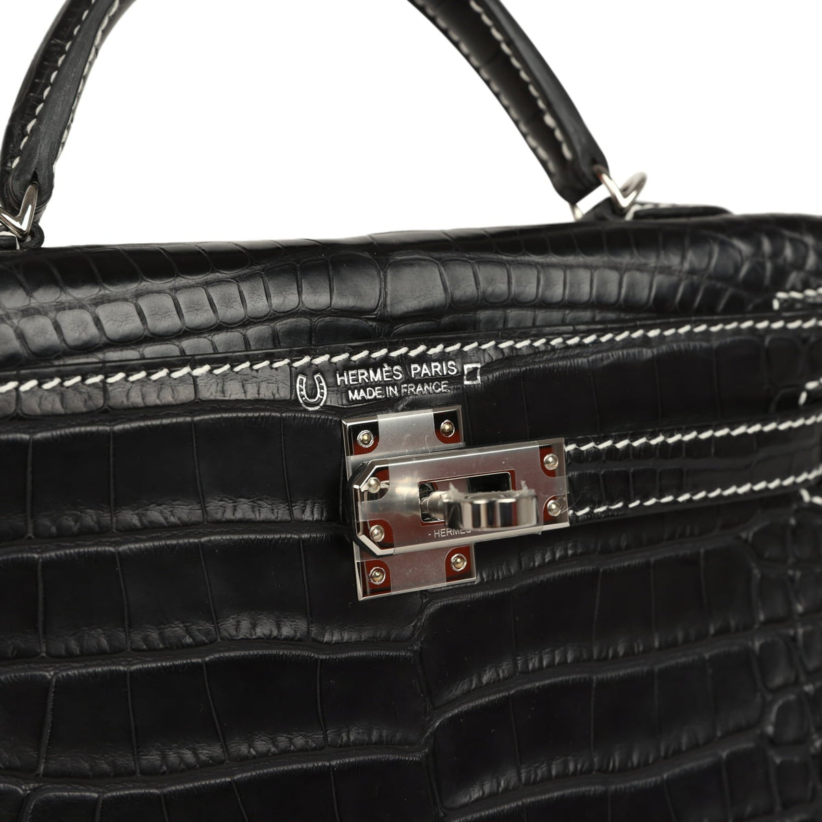 Hermes Special Order (HSS) Kelly Sellier 20 Black Matte Alligator Palladium Hardware
