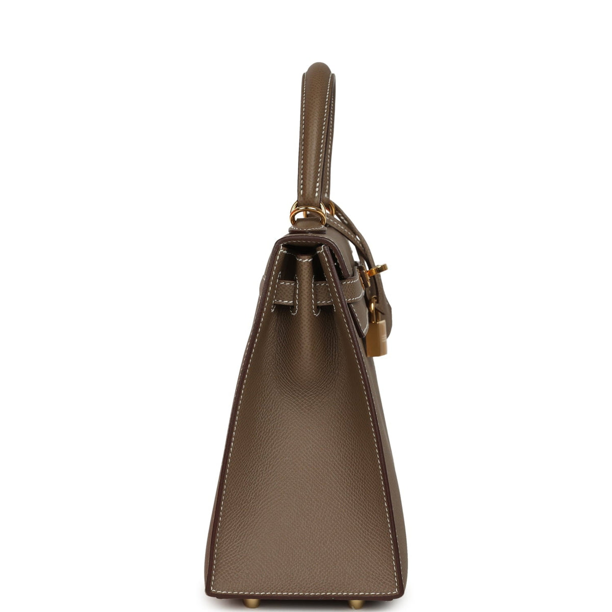 Pre-owned Hermes Kelly Sellier 25 Etoupe Epsom Gold Hardware